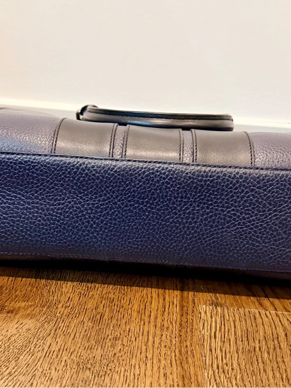 Coach Metropolitan Slim Brief – Navy and Black Pebbled Leather Laptop Bag NWOT
